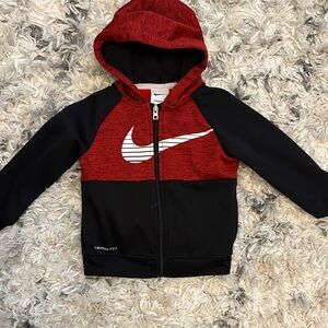 Nike Kids Red and Black Zip-Up Hoodie and pants